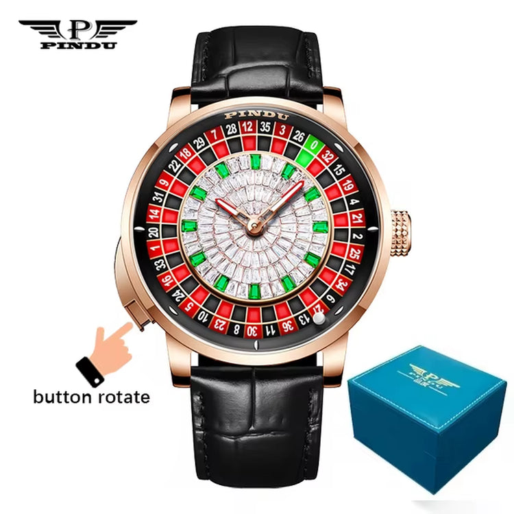 Design New NH35A Mechanical Watches Men Push Button Turn Russian Roulette Game Sapphire Mirror Diamond Dial Men&