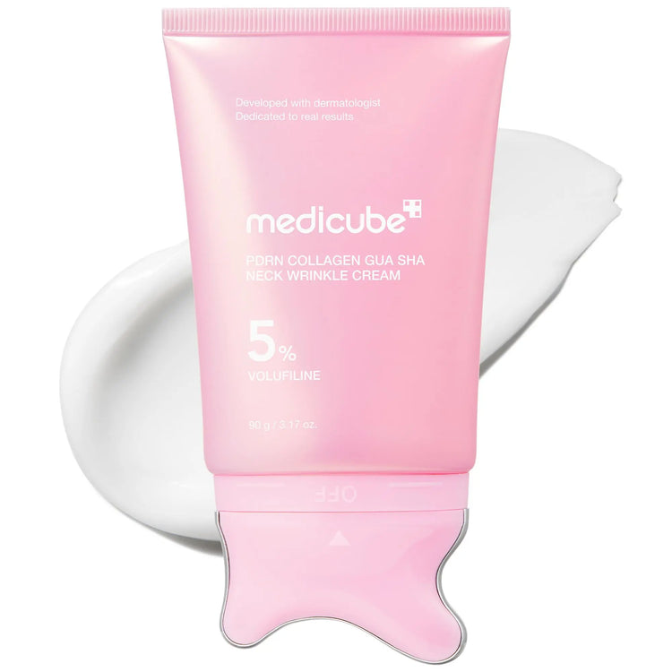 [NEW] [Medicube] PDRN Collagen Gua Sha Neck Wrinkle Cream | Built-In Gua Sha Massager with Volufiline 5% + PDRN | Firming, Contour Care for the Look of Fine Lines, Jawline, Neck, Décolleté,Underarms, Chest, Legs, Shoulder | Massage Cream | Korean Skincare