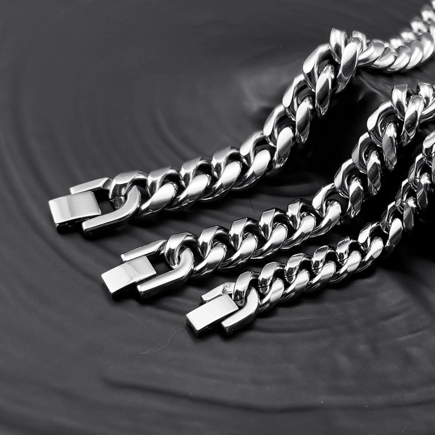 6/8/10/12Mm Cuban Chain Bracelets for Men Women, Solid Stainless Steel Curb Link Chain Wristband Jewelry