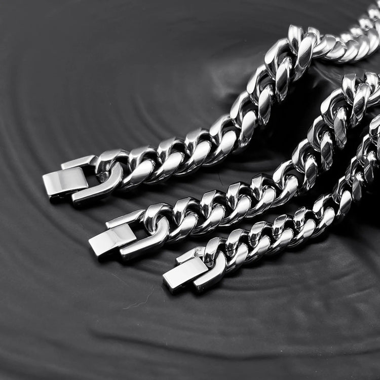 6/8/10/12Mm Cuban Chain Bracelets for Men Women, Solid Stainless Steel Curb Link Chain Wristband Jewelry