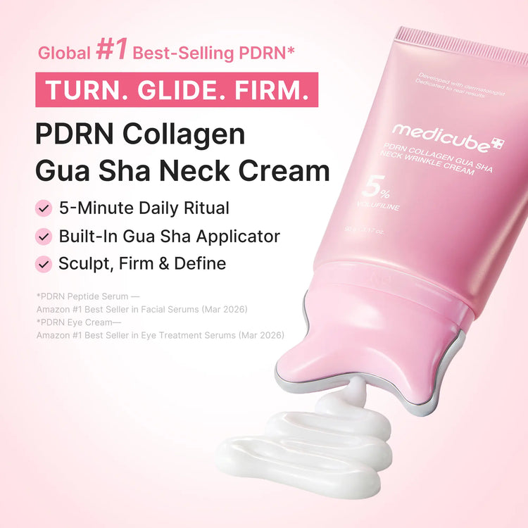 [NEW] [Medicube] PDRN Collagen Gua Sha Neck Wrinkle Cream | Built-In Gua Sha Massager with Volufiline 5% + PDRN | Firming, Contour Care for the Look of Fine Lines, Jawline, Neck, Décolleté,Underarms, Chest, Legs, Shoulder | Massage Cream | Korean Skincare
