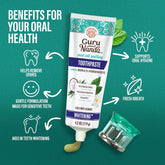 Gurunanda Hydroxyapatite Toothpaste, SLS & Fluoride Free (4 Pack), Whitening Toothpaste - Freshens Breath, Fights Plaque - with 2 Toothbrushes, 2 Tongue Scrapers & 2 Tube Squeezers