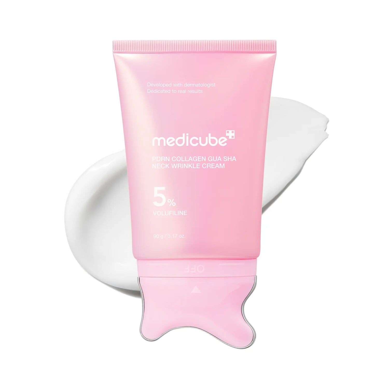 [NEW] [Medicube] PDRN Collagen Gua Sha Neck Wrinkle Cream | Built-In Gua Sha Massager with Volufiline 5% + PDRN | Firming, Contour Care for the Look of Fine Lines, Jawline, Neck, Décolleté,Underarms, Chest, Legs, Shoulder | Massage Cream | Korean Skincare