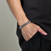 6/8/10/12Mm Cuban Chain Bracelets for Men Women, Solid Stainless Steel Curb Link Chain Wristband Jewelry