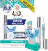 Gurunanda Professional Teeth Whitening Wireless Kit with LED Light & Whitening Pen, Helps Remove Surface Stains from Coffee, Food, Soda, 40 Treatments