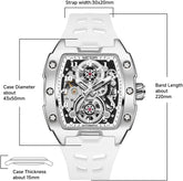 Automatic Mechanical Men Watch, Silicone Band, 43X50Mm Alloy Case, 3ATM Water Resistant, Luminous Hands