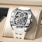 Automatic Mechanical Men Watch, Silicone Band, 43X50Mm Alloy Case, 3ATM Water Resistant, Luminous Hands