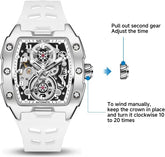 Automatic Mechanical Men Watch, Silicone Band, 43X50Mm Alloy Case, 3ATM Water Resistant, Luminous Hands