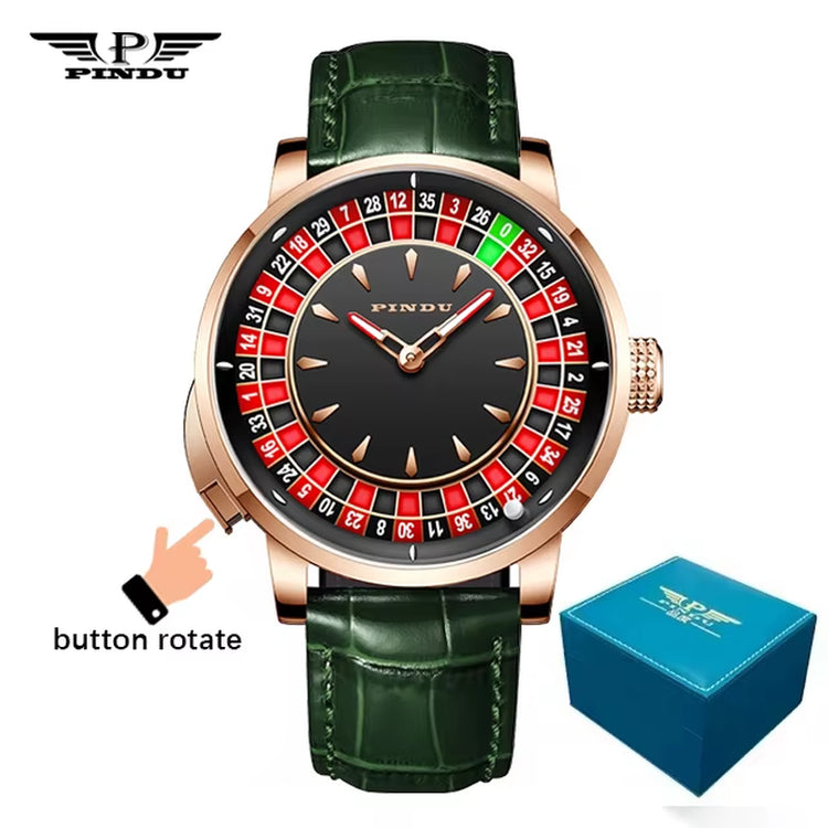 Design New NH35A Mechanical Watches Men Push Button Turn Russian Roulette Game Sapphire Mirror Diamond Dial Men&