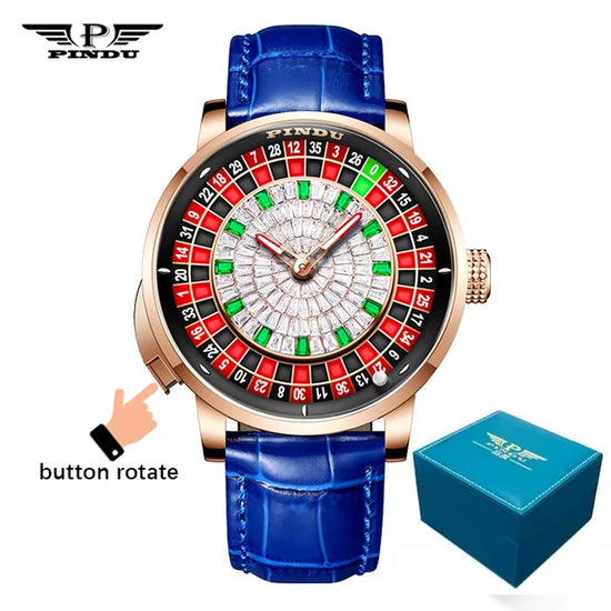 Design New NH35A Mechanical Watches Men Push Button Turn Russian Roulette Game Sapphire Mirror Diamond Dial Men&