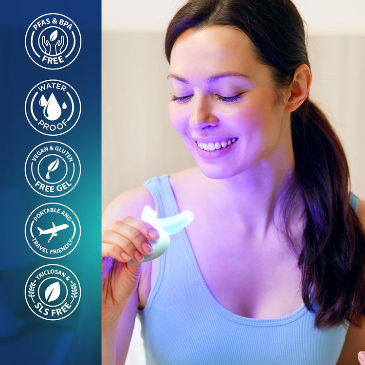 Gurunanda Professional Teeth Whitening Wireless Kit with LED Light & Whitening Pen, Helps Remove Surface Stains from Coffee, Food, Soda, 40 Treatments