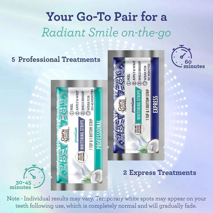 Gurunanda Whitening Strips, 7-Day Treatment (7 Packets - 2 Strips per Pack) - Non-Slip, Dry Strip Technology