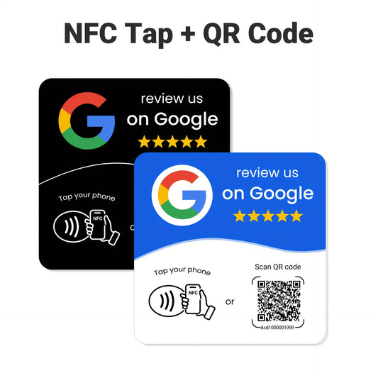 Elevate Your Business with the New Programmable NFC 215 Square Stand Card for Google Reviews - Editable 13.56MHz QR Code Station Card