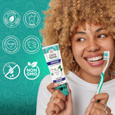 Gurunanda Hydroxyapatite Toothpaste, SLS & Fluoride Free (4 Pack), Whitening Toothpaste - Freshens Breath, Fights Plaque - with 2 Toothbrushes, 2 Tongue Scrapers & 2 Tube Squeezers
