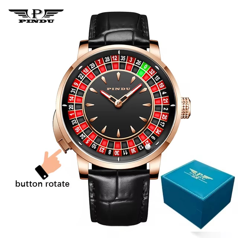 Design New NH35A Mechanical Watches Men Push Button Turn Russian Roulette Game Sapphire Mirror Diamond Dial Men&