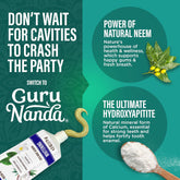 Gurunanda Hydroxyapatite Toothpaste, SLS & Fluoride Free (4 Pack), Whitening Toothpaste - Freshens Breath, Fights Plaque - with 2 Toothbrushes, 2 Tongue Scrapers & 2 Tube Squeezers